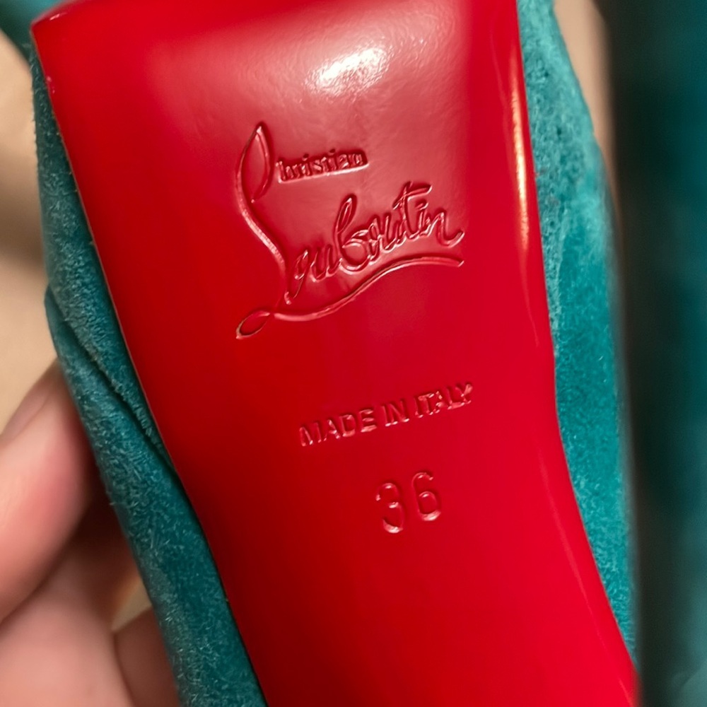 🛑SOLD🛑 Louboutin Troca 140MM Teal Suede - 36 - Picture 8 of 8
